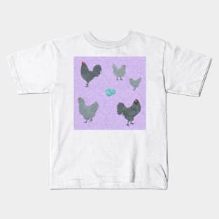 Blue Ameraucana Pattern Purple Kids T-Shirt